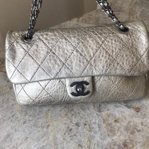 Chanel Distressed Metallic Single Flapbag